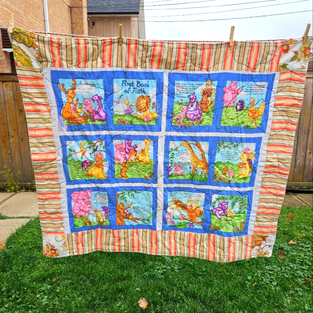 Hand quilted And Hand-sewed Baby Blanket Cozy Approximately 2.6 Ib Size 48×39 in